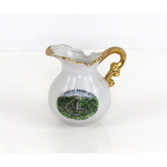 Vintage Great Smoky Mountains TN Souvenir Mini Pitcher Clingman's Dome Tower - Picture 1 of 4